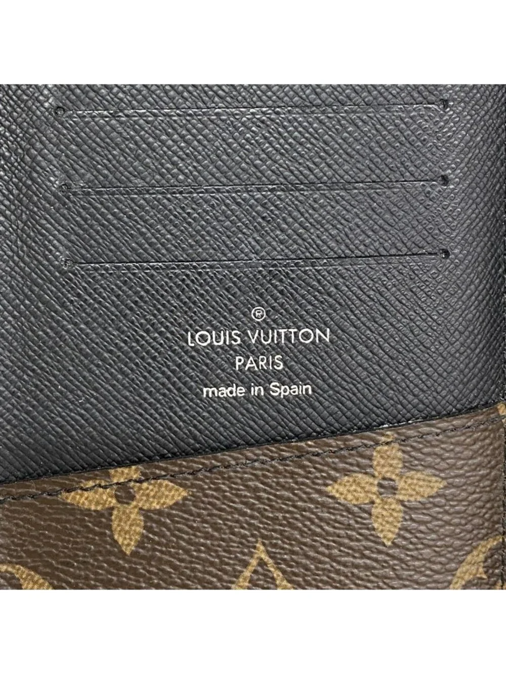 Louis Vuitton Wallet Monogram Macassar Zippy Vertical Brown Black